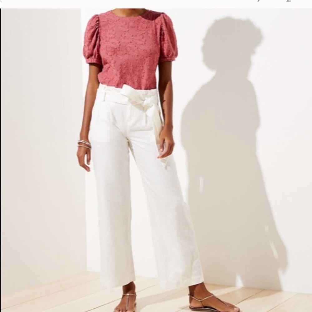 NWT Loft linen blend wide leg pants